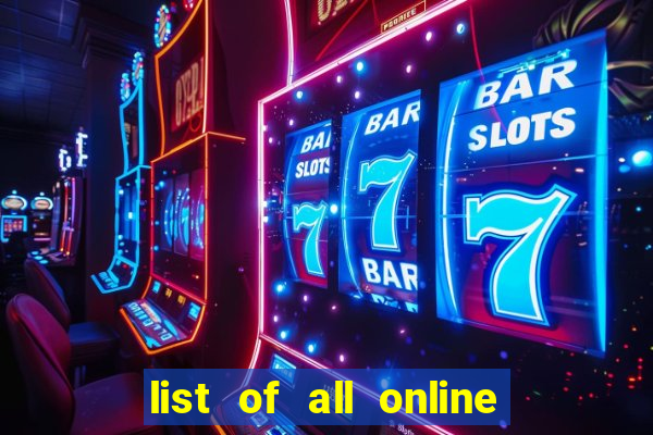 list of all online bingo sites