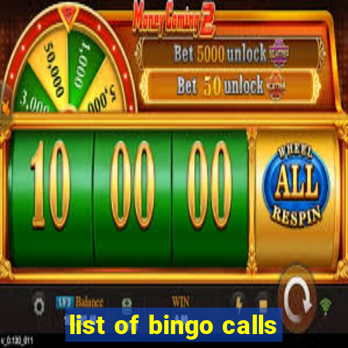 list of bingo calls